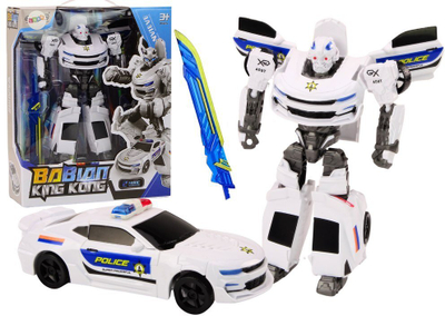 Lodër Auto Robot 2in1 Police Car, transformim makinë në robot, e bardhë