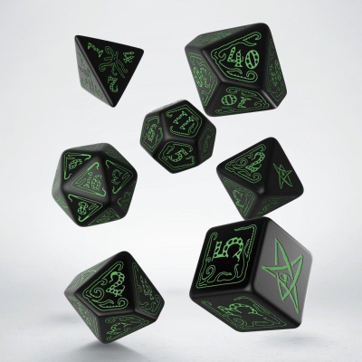 Set zare Q Workshop Call of Cthulhu, 7 copë RPG, i zi me jeshile