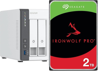 Server NAS Qnap TS-216G, 2 slote, 4GB RAM, 2.5GbE, me disk Seagate IronWolf 2TB