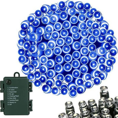 Drita bredhi Springos 100 LED, me bateri, programues, blu