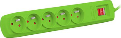Listë elektrike Natec Bercy 400, 5 priza, kabllo 1.5m, jeshile