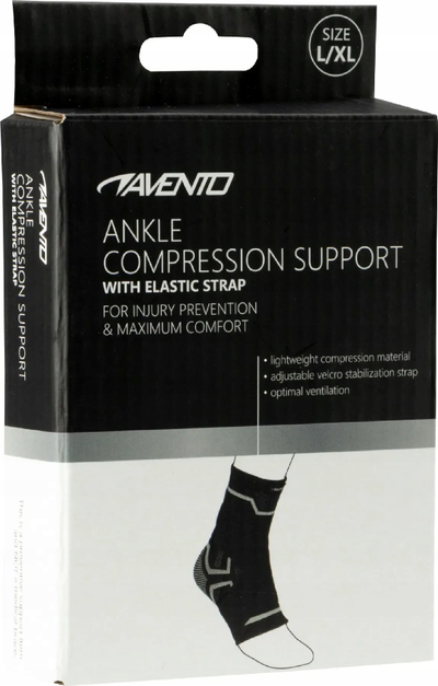 Mbajtëse kyçi këmbe Avento Ankle Compression Support, madhësia S/M, kompresion elastik, e zezë