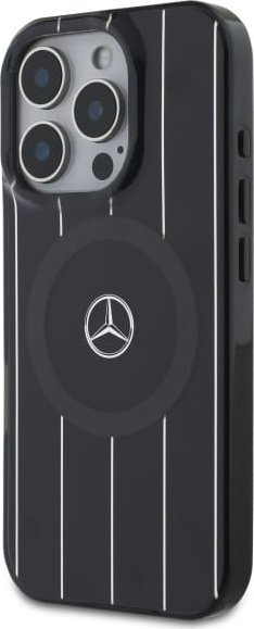 Mbulesë telefoni Mercedes MB Double Layer Crossed Lines, për iPhone 16 Pro 6.3", MagSafe, e zezë