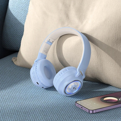 Kufje wireless Hoco W50, Bluetooth, RGB, blu