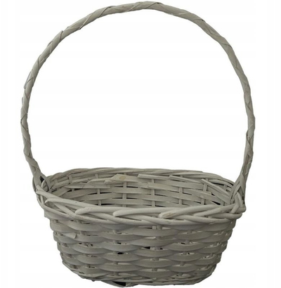 Shportë dekorative për Pashkë Saska Garden, thurje, 28x15x35 cm, e bardhë