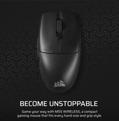 Mouse gaming CORSAIR M55 Wireless, optik, pa kabllo, i zi