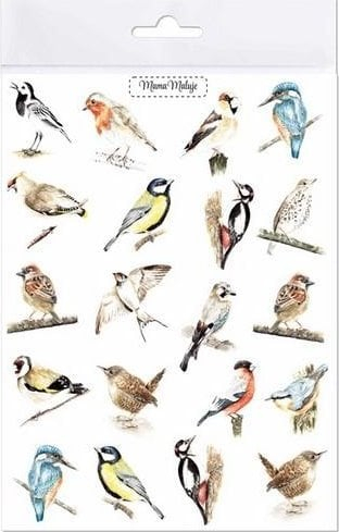 Tatuazhe që lahen Mama Paints Birds, fletë 14x19 cm, me zogj shumëngjyrësh