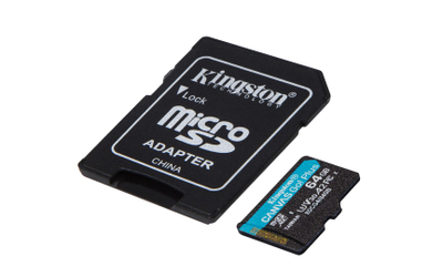 Kartë memorije microSDXC Kingston Canvas Go Plus, 64GB, me adapter