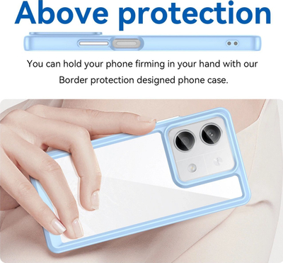 Maskë Outer Space për Xiaomi Redmi Note 13 Pro Plus, xhel TPU hibride, pjesa mbrapa transparente, blu e çelët