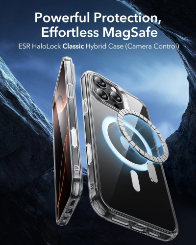 Mbrojtëse ESR HaloLock Classic Hybrid- Camera Control për iPhone 16 Pro Max, e zezë/ transparente