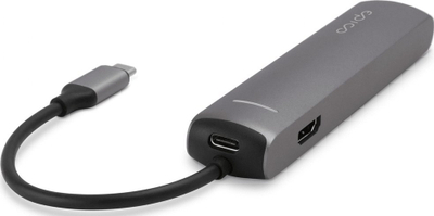 Hub USB C Epico Slim, HDMI 4K, Ethernet, gri