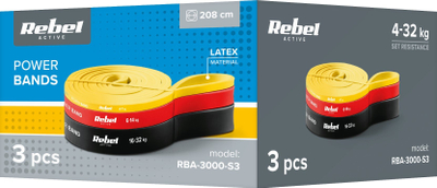 Set shirita rezistence Rebel Active Power Band, 3 copë, 4-32 kg, shumëngjyrëshe