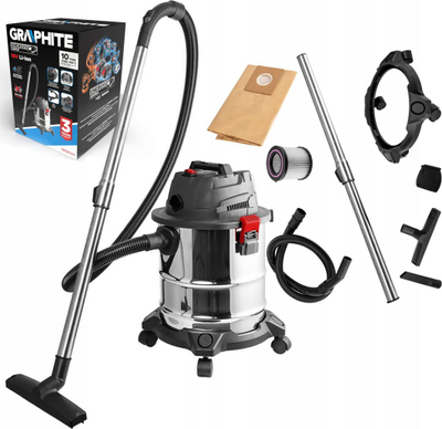 Fshesë industriale Graphite 58GE124, 18V, kazani inox 20L, gri e zezë