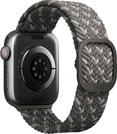 Rrip për Apple Watch Uniq Aspen, 44 45mm, thurje tekstili, gri e errët
