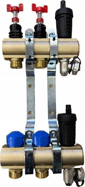 Manifold ngrohje KRPTp 2, 1", me matës rrjedhje G3/4", bronx