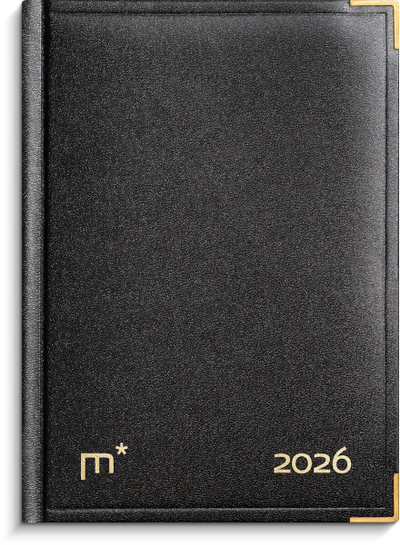 Kalendari vjetor Mayland Yearbook 2026, faqe ditore, kopertinë lëkurë artificiale, i zi