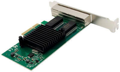 Kartë rrjeti Microconnect I350-T4, PCIe X4, 4 porta, e gjelbër