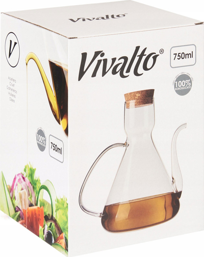Shishe për vaj ulliri Vivad, 750 ml, xham i tejdukshëm, me tapë