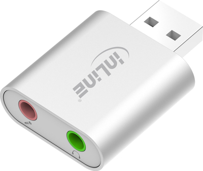 Kartë zanore USB InLine Audio Sound Card, kasë alumini, gri