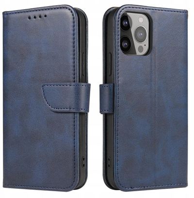 Заштитна маска Hurtel Magnet Case за iPhone 16e, со капак, функција паричник, сина