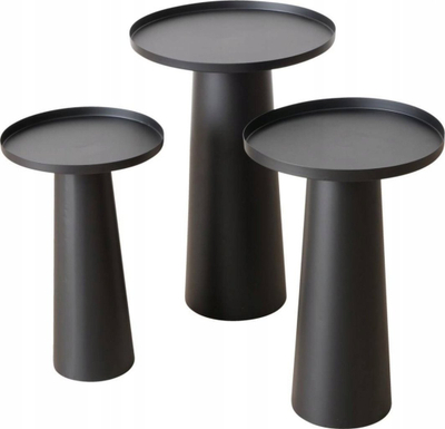 Set tavolinash anësore Boltze Jacky, metal, 3 copë, të zeza