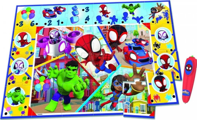 Puzzle dyshemeje Clementoni Dywan Spidey, 24 pjesë, me stilolaps interaktiv, shumëngjyrësh
