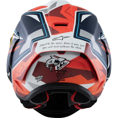 Мото кацига Alpinestars Supertech R10 Acosta LE, за пат и писта, карбон 3K, мат сина црвена бела