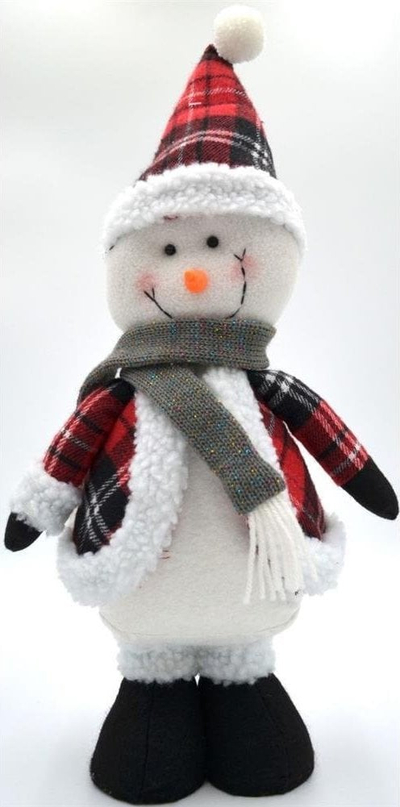 Figurinë dekorative Saska Christmas Snowman, 50cm, e bardhë kuqe zi
