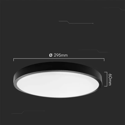 Plafon LED V-TAC Round, 18W, 4000K, me sensor lëvizje, i zi