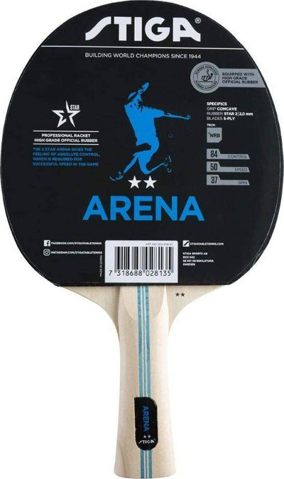 Raketë pingpongu Stiga Arena **, WRB, gomë 2.0 mm, e zezë