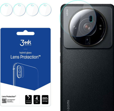 Mbrojtës lente 3MK për kamerën e Xiaomi 12S Ultra, xham hibrid, set me 4 copa, transparent