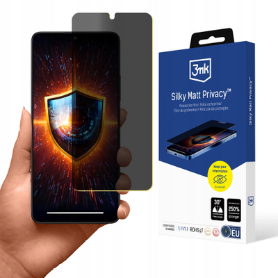Folje mbrojtëse ekrani 3MK Silky Matt Privacy për Poco X6 Pro 5G, antireflektuese, privatësi 30°, e zezë