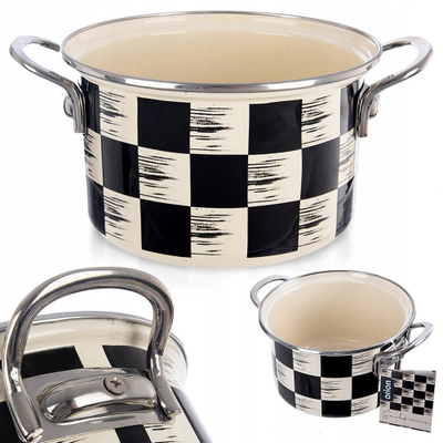 Tenxhere emaluar CHECKERBOARD, 18 cm, 2 l, bardh e zi