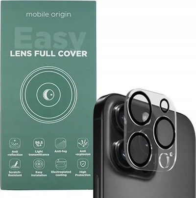 Mbrojtëse lente Mobile Origin Easy Lens Full Cover, për iPhone 15 Pro dhe 15 Pro Max, transparente
