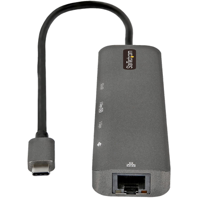 USB-C адаптер StarTech повеќепортен, HDMI 4K 60Hz, гигабитен интернет, сив