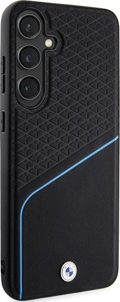 Mbrojtëse telefoni BMW Leather Textured Line me MagSafe për Samsung Galaxy S24, hardcase, e zezë