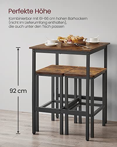 Tavolinë bar VASAGLE LBT25X, 60x60x90 cm, stil industrial, dru rustik