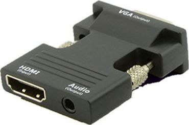 Adapter AV MicroConnect HDMIVGAAUDIOB, HDMI në VGA, dalje audio 3.5mm, i zi
