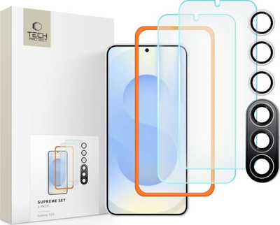 Xham mbrojtës Tech-Protect Supreme për Samsung S25, set 3 copë, transparent
