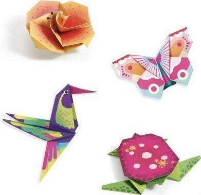 Set origami Djeco Tropics, fletë shumëngjyrëshe, motive tropikale