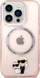 Mbulesë telefoni Karl Lagerfeld Choupette për iPhone 14 Pro, MagSafe, transparente rozë