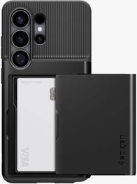Këllëf telefoni Spigen Slim Armor CS, për Samsung Galaxy S26 Ultra, me ndarje kartelash, i zi