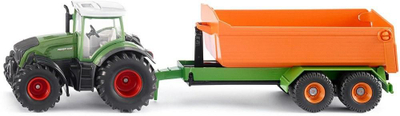 Lodër traktor SIKU Fendt 1989, me rimorkio hook lift, shkalla 1:50, jeshil portokalli