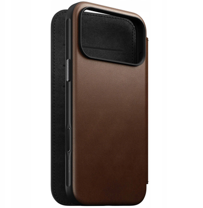 Mbulesë telefoni Nomad Modern Leather Folio për iPhone 17 Pro, lëkurë, kafe