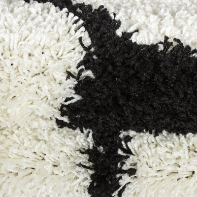 Tapet për kalamaj Shaggy Fun Kids, me futboll, rrumbullak 120cm, zi me krem