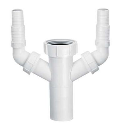 Поврзувач за сифон McAlpine HC14, 1 1/2" x 40mm, за машина за перење и машина за садови, хром