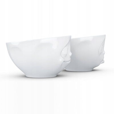 Set tasa porcelani Fiftyeight Happy Oh Please, medium, 2 copë, të bardha