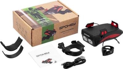 Dritë biçiklete Spokey Holdi SPK-942715, 400 lm, me mbajtëse telefoni, e zezë