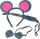 Set aksesorësh Adar Plush Mouse Ears, karficë koke bisht papion, i zi