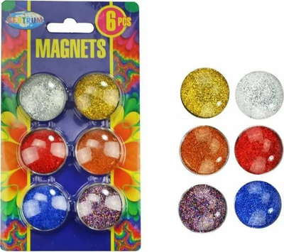 Magnetë dekorativë Centrum Glitter 88804, 30mm, set 6 copë, shumëngjyrësh
